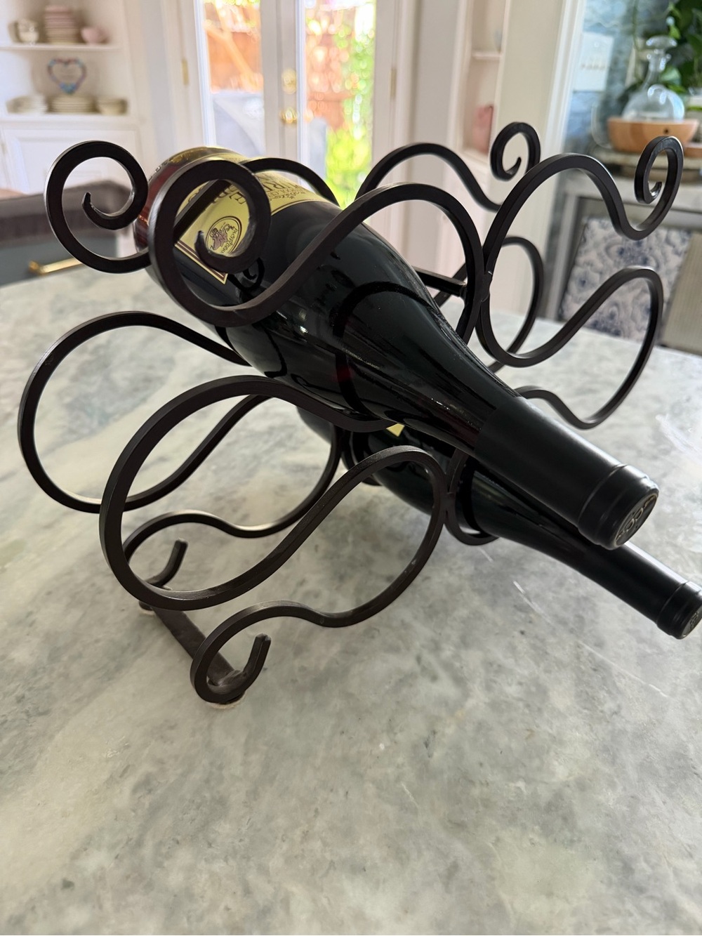 Wrought Iron Scrollwork Countertop Wine Rack 6 Bottle Holder - Picture 9 of 9